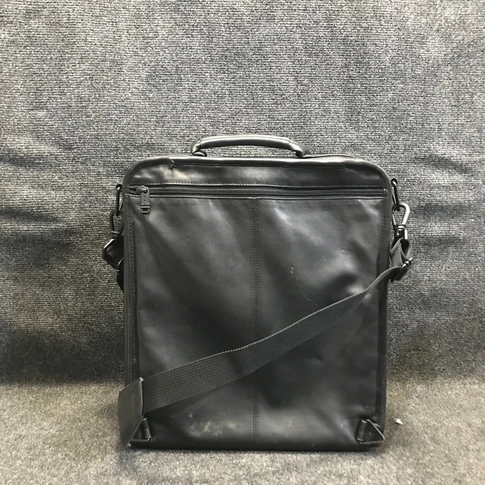 TUMI Black Leather Messenger Bag‎ Adjustable Crossbody Brief Travel Business